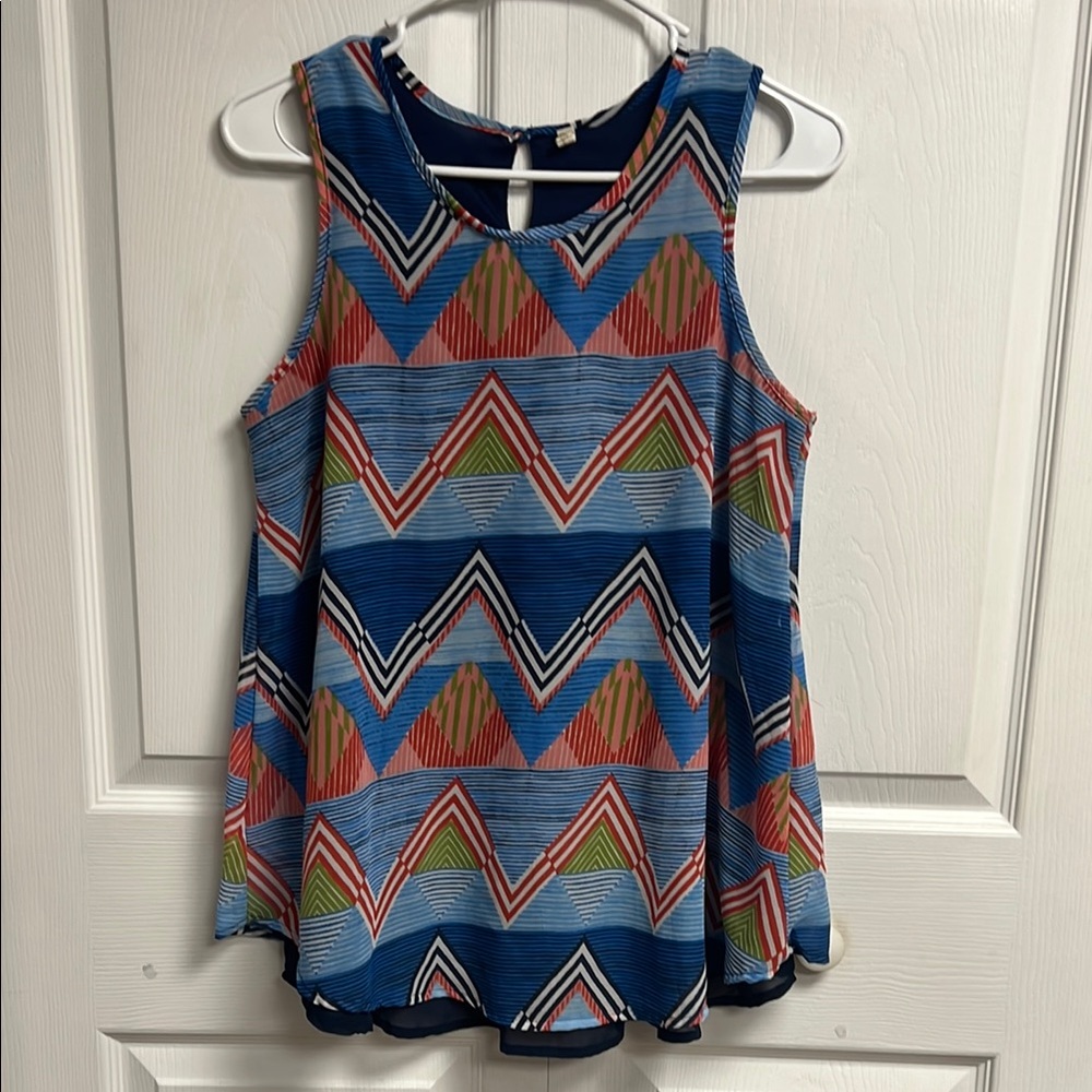 Colorful Geometric Sleeveless Top